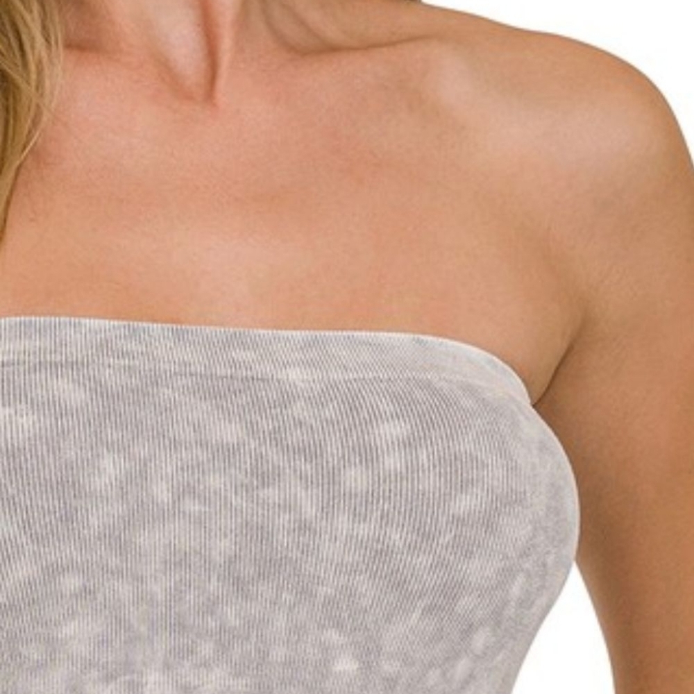 Zenana Washed Ribbed Seamless Tube Top - Picture 3 of 4